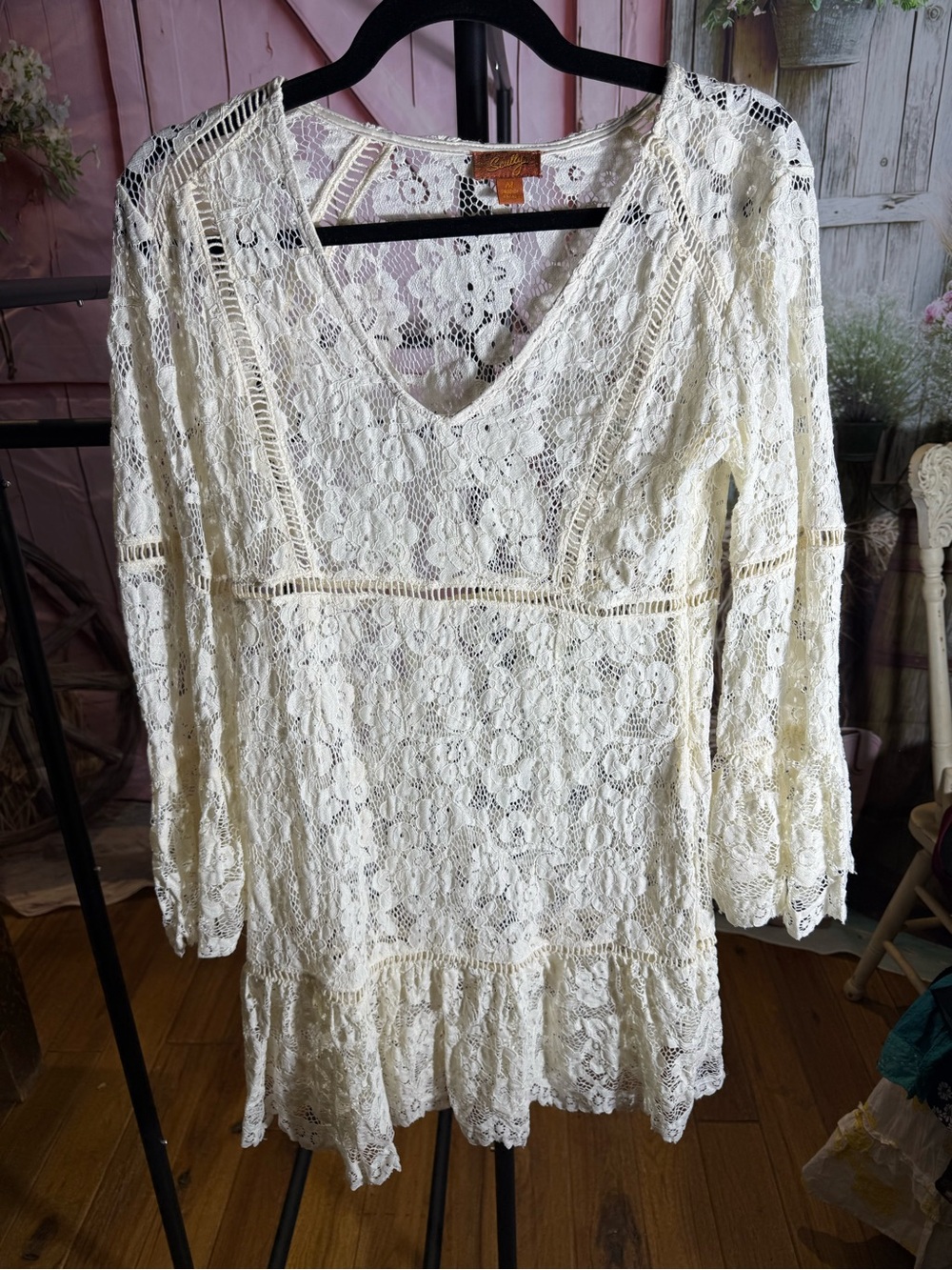 Scully Women's Lace V-Neck Dress - Ivory Size Medium